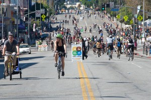 No cars in sight during CicLAvia.