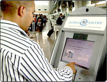 Traveler using a Global Entry kiosk. Image credit: globalentry.gov